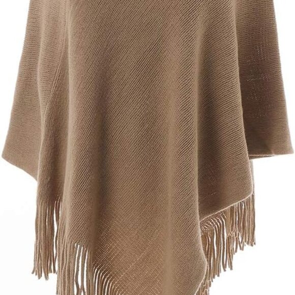 Women Poncho Sweater V Neck Solid Knit Pullover Cape Lightweight Shawl Elegant W - Picture 1 of 6